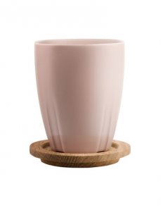BRUK LIGHT PINK MUG OAK LID 2-PACK - KOSTA BODA