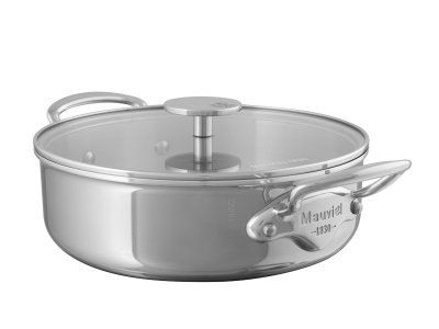 Zoom bild av Mauviel Gryta med glaslock låg Cook Style 5,7 liter Stål