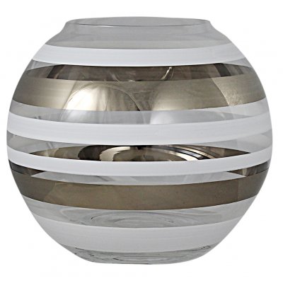 Nybro Glasbruk - Versailles Vas rund Silver-vit, 150x175 mm