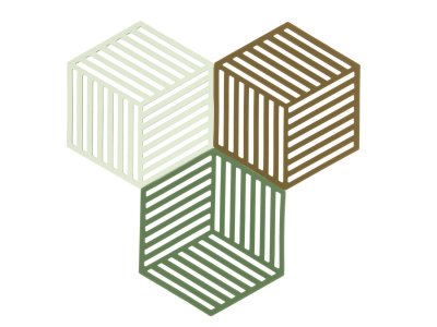 Zoom bild av Zone Denmark Grytunderlägg Hexagon 3 st Grass/Mint/Liquorice