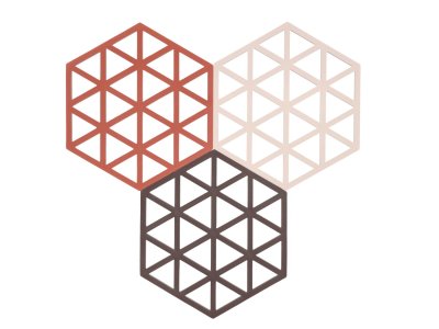 Zoom bild av Zone Denmark Grytunderlägg Triangles 3 st Burned Red/Rose/Kalamata
