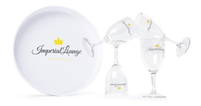Zoom bild av Lord Nelson 4-p Glas med Bricka RPET Logo